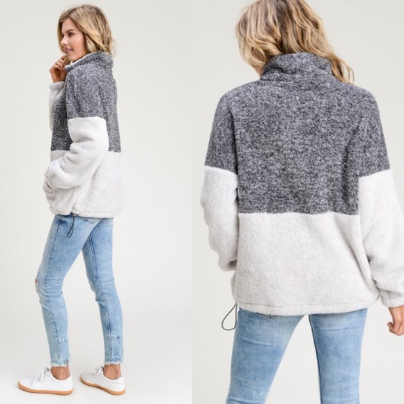 GEORGIA Fuzzy Sweater - CHARCOAL - Picture 2 of 3